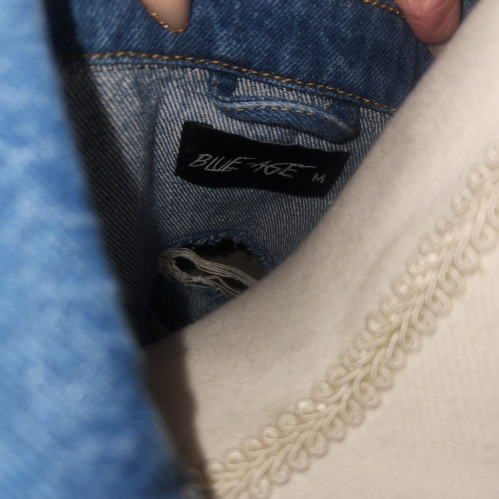 Blue Denim Jean Jacket with Distressed Details - Picture 4 of 4